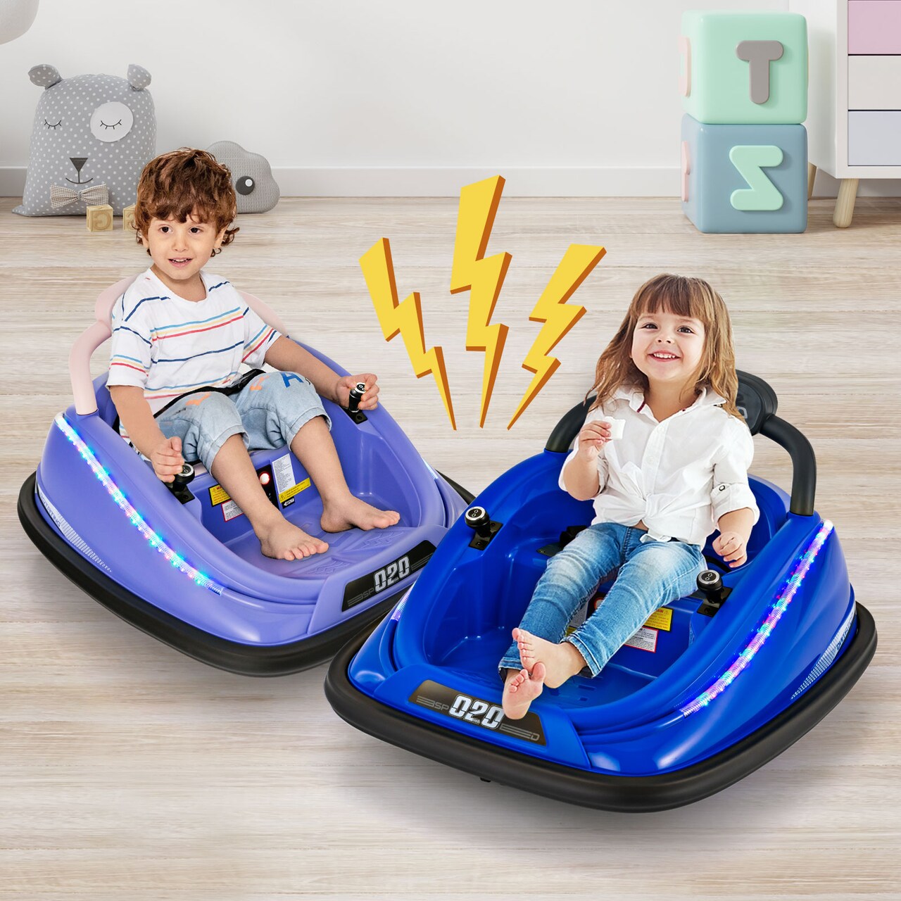 12V Bumper Car for Kids Remote Control Ride On Toy with Flashing Lights and Music